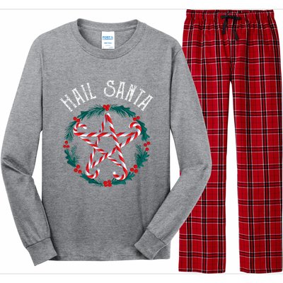 Hail Santa Candy Cane Pentagram Gothmas Funny Goth Christmas Long Sleeve Pajama Set