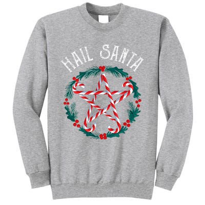 Hail Santa Candy Cane Pentagram Gothmas Funny Goth Christmas Tall Sweatshirt