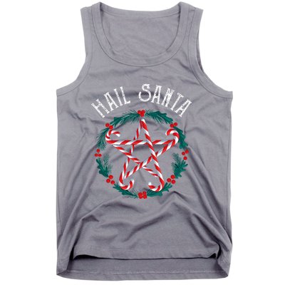 Hail Santa Candy Cane Pentagram Gothmas Funny Goth Christmas Tank Top