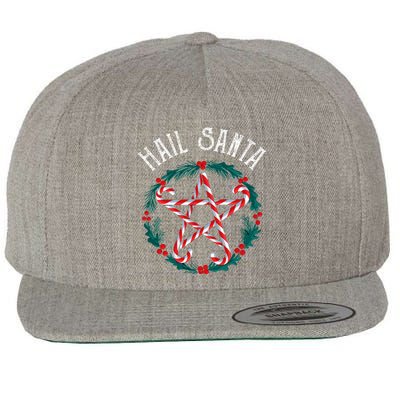 Hail Santa Candy Cane Pentagram Gothmas Funny Goth Christmas Wool Snapback Cap