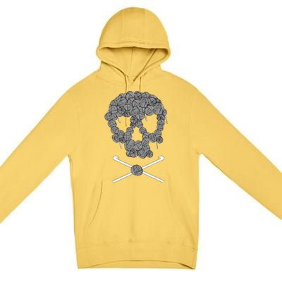 Halloweeen Skull Crochet Lovers Yarn Funny Skeleton Gift Premium Pullover Hoodie