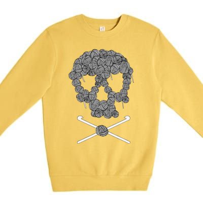 Halloweeen Skull Crochet Lovers Yarn Funny Skeleton Gift Premium Crewneck Sweatshirt