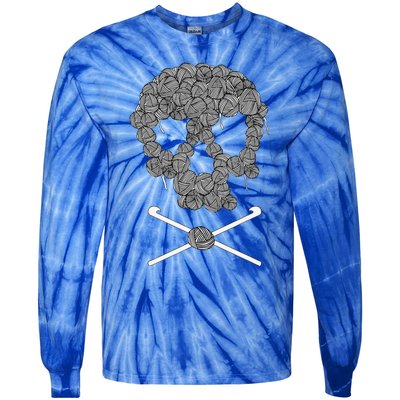 Halloweeen Skull Crochet Lovers Yarn Funny Skeleton Gift Tie-Dye Long Sleeve Shirt