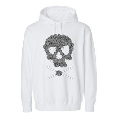 Halloweeen Skull Crochet Lovers Yarn Funny Skeleton Gift Garment-Dyed Fleece Hoodie