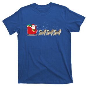 Husky Santa Christmas Sleigh Funny Husky Xmas Gift T-Shirt