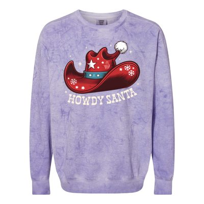 Howdy Santa Cowboy Claus Western Christmas Funny Xmas Pjs Colorblast Crewneck Sweatshirt