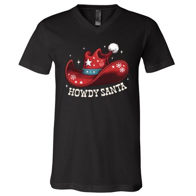 Howdy Santa Cowboy Claus Western Christmas Funny Xmas Pjs V-Neck T-Shirt