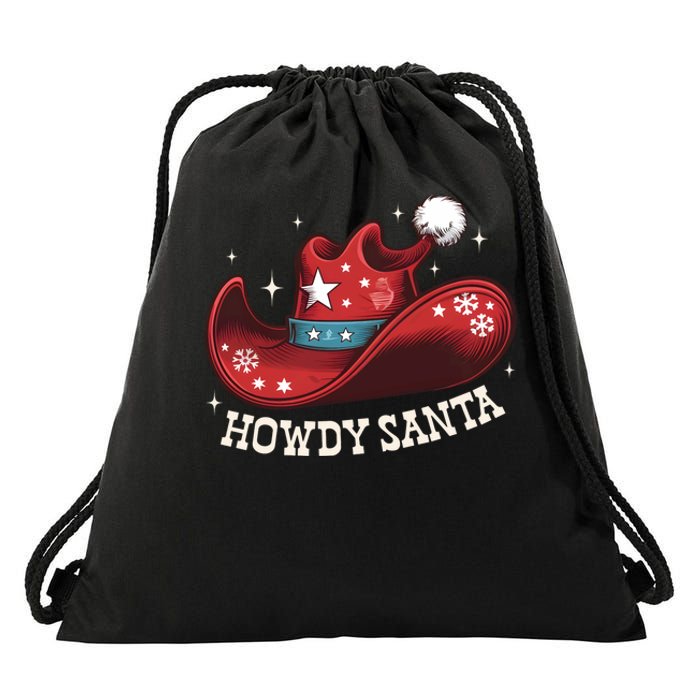 Howdy Santa Cowboy Claus Western Christmas Funny Xmas Pjs Drawstring Bag