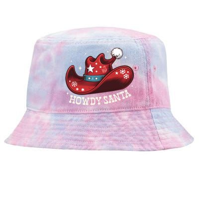 Howdy Santa Cowboy Claus Western Christmas Funny Xmas Pjs Tie-Dyed Bucket Hat