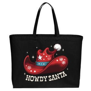 Howdy Santa Cowboy Claus Western Christmas Funny Xmas Pjs Cotton Canvas Jumbo Tote