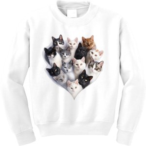 Heart Shape Cats Cat Lover Kitten Hearts Kids Sweatshirt