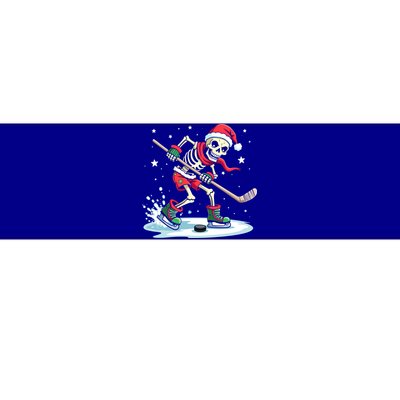 Hockey Skeleton Christmas Santa Hat Funny Holiday Sports Gift Bumper Sticker