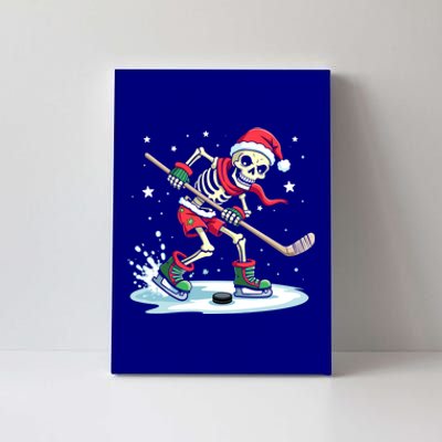 Hockey Skeleton Christmas Santa Hat Funny Holiday Sports Gift Canvas