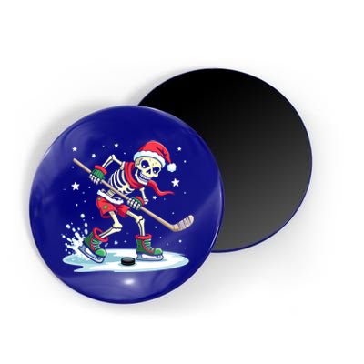 Hockey Skeleton Christmas Santa Hat Funny Holiday Sports Gift Magnet