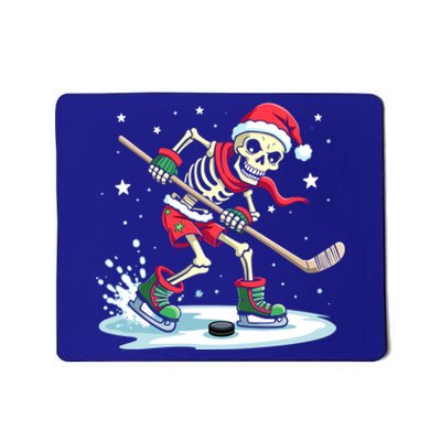 Hockey Skeleton Christmas Santa Hat Funny Holiday Sports Gift Mousepad