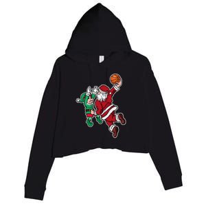 Hilarious Santa Claus Slam Dunk Christmas Gift Crop Fleece Hoodie