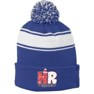 Hr Squad Christmas Costume Funny Hu Resource Gift Stripe Pom Pom Beanie