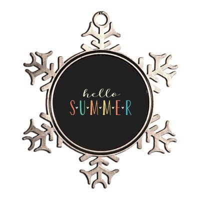 Hello Summer Cute Floral Design Summer Vacation Metallic Star Ornament