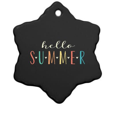 Hello Summer Cute Floral Design Summer Vacation Ceramic Star Ornament