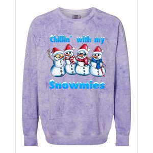 Holidays Snow Christmas Chillin With My Snowmies Funny Gift Colorblast Crewneck Sweatshirt