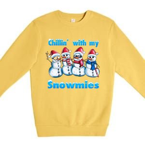 Holidays Snow Christmas Chillin With My Snowmies Funny Gift Premium Crewneck Sweatshirt