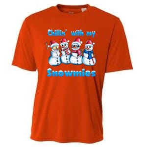 Holidays Snow Christmas Chillin With My Snowmies Funny Gift Cooling Performance Crew T-Shirt