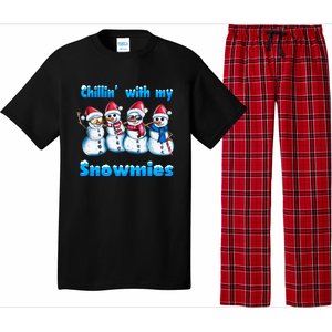 Holidays Snow Christmas Chillin With My Snowmies Funny Gift Pajama Set