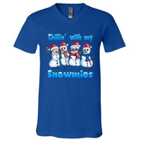 Holidays Snow Christmas Chillin With My Snowmies Funny Gift V-Neck T-Shirt