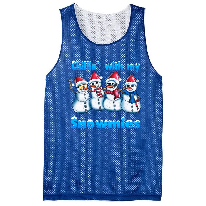 Holidays Snow Christmas Chillin With My Snowmies Funny Gift Mesh Reversible Basketball Jersey Tank