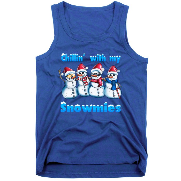 Holidays Snow Christmas Chillin With My Snowmies Funny Gift Tank Top