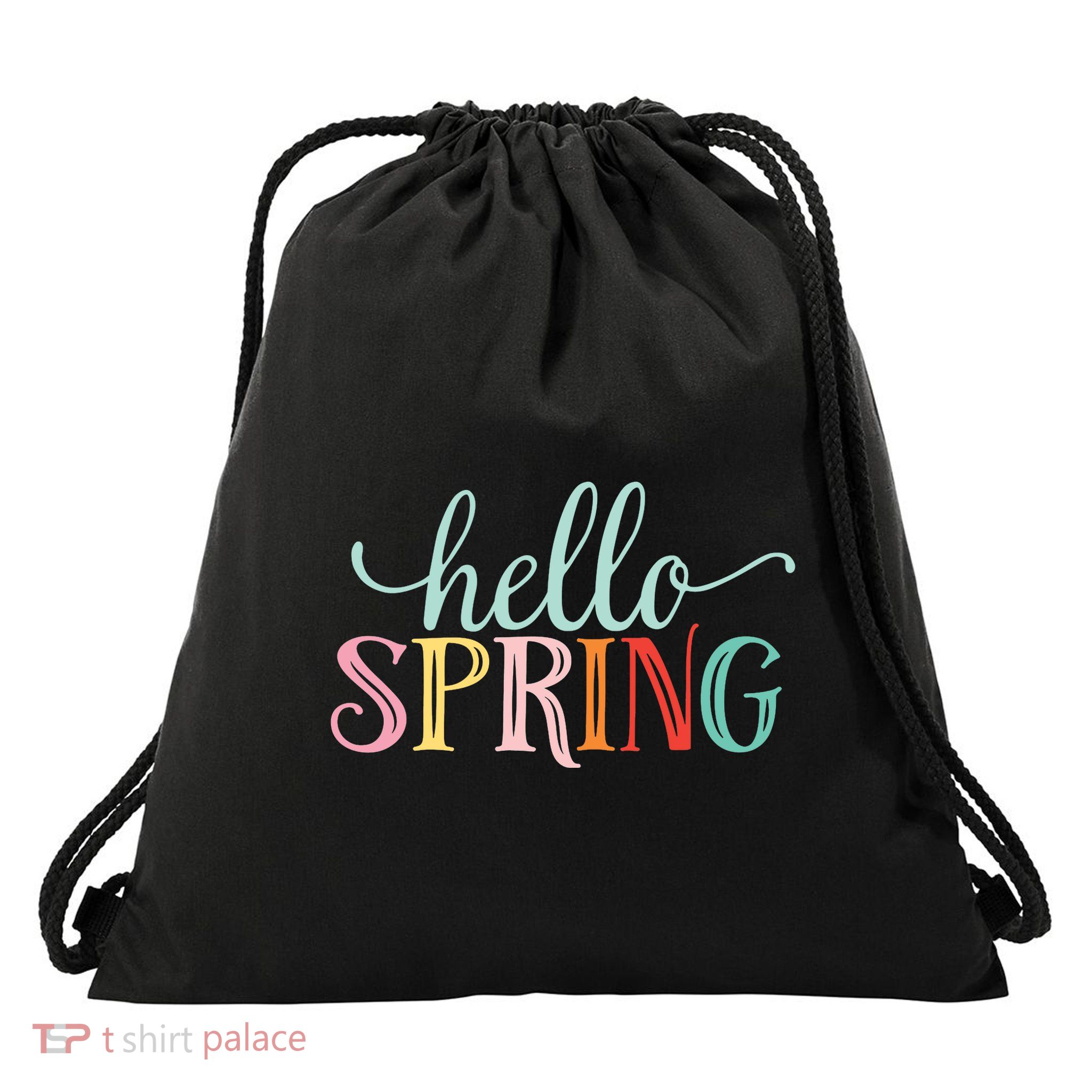 Hello Spring Colorful Drawstring Bag