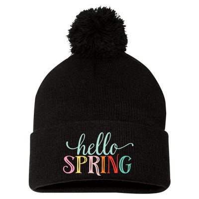 Hello Spring Colorful Pom Pom 12in Knit Beanie