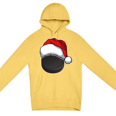 Hockey Sports Christmas Hockey Lover Xmas Santa Hat Novelty Gift Premium Pullover Hoodie