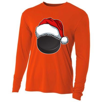 Hockey Sports Christmas Hockey Lover Xmas Santa Hat Novelty Gift Cooling Performance Long Sleeve Crew