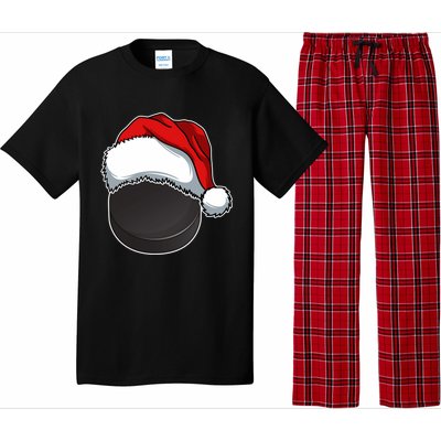 Hockey Sports Christmas Hockey Lover Xmas Santa Hat Novelty Gift Pajama Set