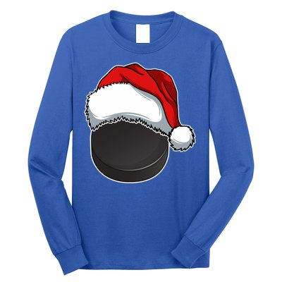 Hockey Sports Christmas Hockey Lover Xmas Santa Hat Novelty Gift Long Sleeve Shirt