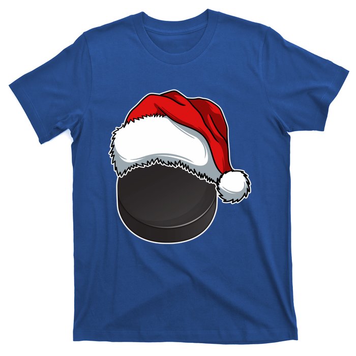 Hockey Sports Christmas Hockey Lover Xmas Santa Hat Novelty Gift T-Shirt