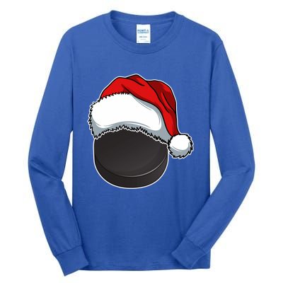 Hockey Sports Christmas Hockey Lover Xmas Santa Hat Novelty Gift Tall Long Sleeve T-Shirt