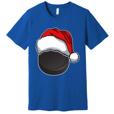 Hockey Sports Christmas Hockey Lover Xmas Santa Hat Novelty Gift Premium T-Shirt