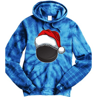 Hockey Sports Christmas Hockey Lover Xmas Santa Hat Novelty Gift Tie Dye Hoodie