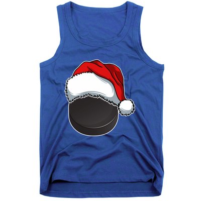 Hockey Sports Christmas Hockey Lover Xmas Santa Hat Novelty Gift Tank Top