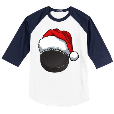 Hockey Sports Christmas Hockey Lover Xmas Santa Hat Novelty Gift Baseball Sleeve Shirt