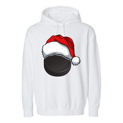 Hockey Sports Christmas Hockey Lover Xmas Santa Hat Novelty Gift Garment-Dyed Fleece Hoodie