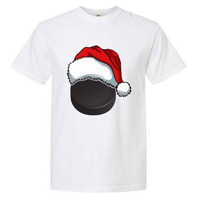 Hockey Sports Christmas Hockey Lover Xmas Santa Hat Novelty Gift Garment-Dyed Heavyweight T-Shirt