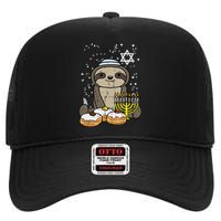 Hanukkah Sloth Chanukah Jewish High Crown Mesh Back Trucker Hat