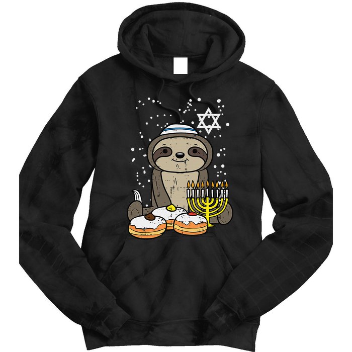 Hanukkah Sloth Chanukah Jewish Tie Dye Hoodie