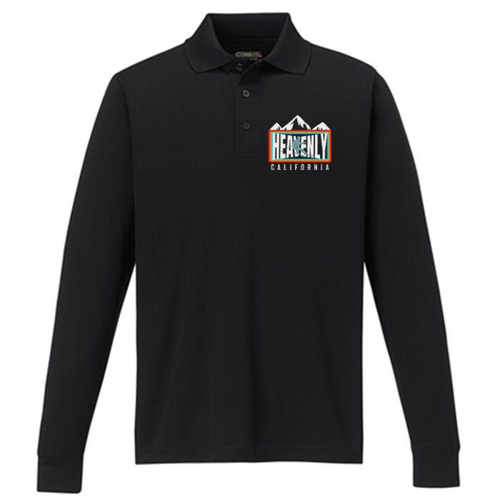 Heavenly Ski California Skiing Lake Tahoe Ca Cool Skier Gear Performance Long Sleeve Polo