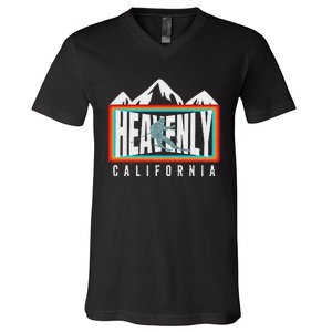 Heavenly Ski California Skiing Lake Tahoe Ca Cool Skier Gear V-Neck T-Shirt