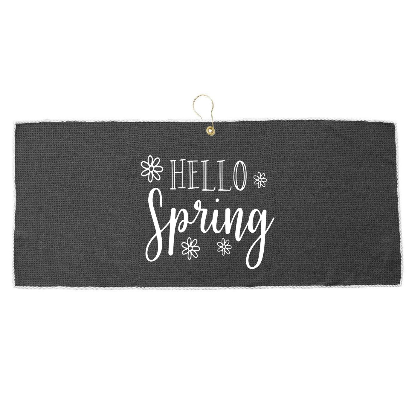 Hello Spring Cute Flower Large Microfiber Waffle Golf Towel