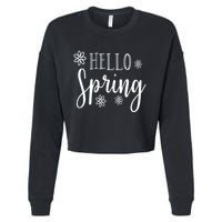 Hello Spring Cute Flower Cropped Pullover Crew